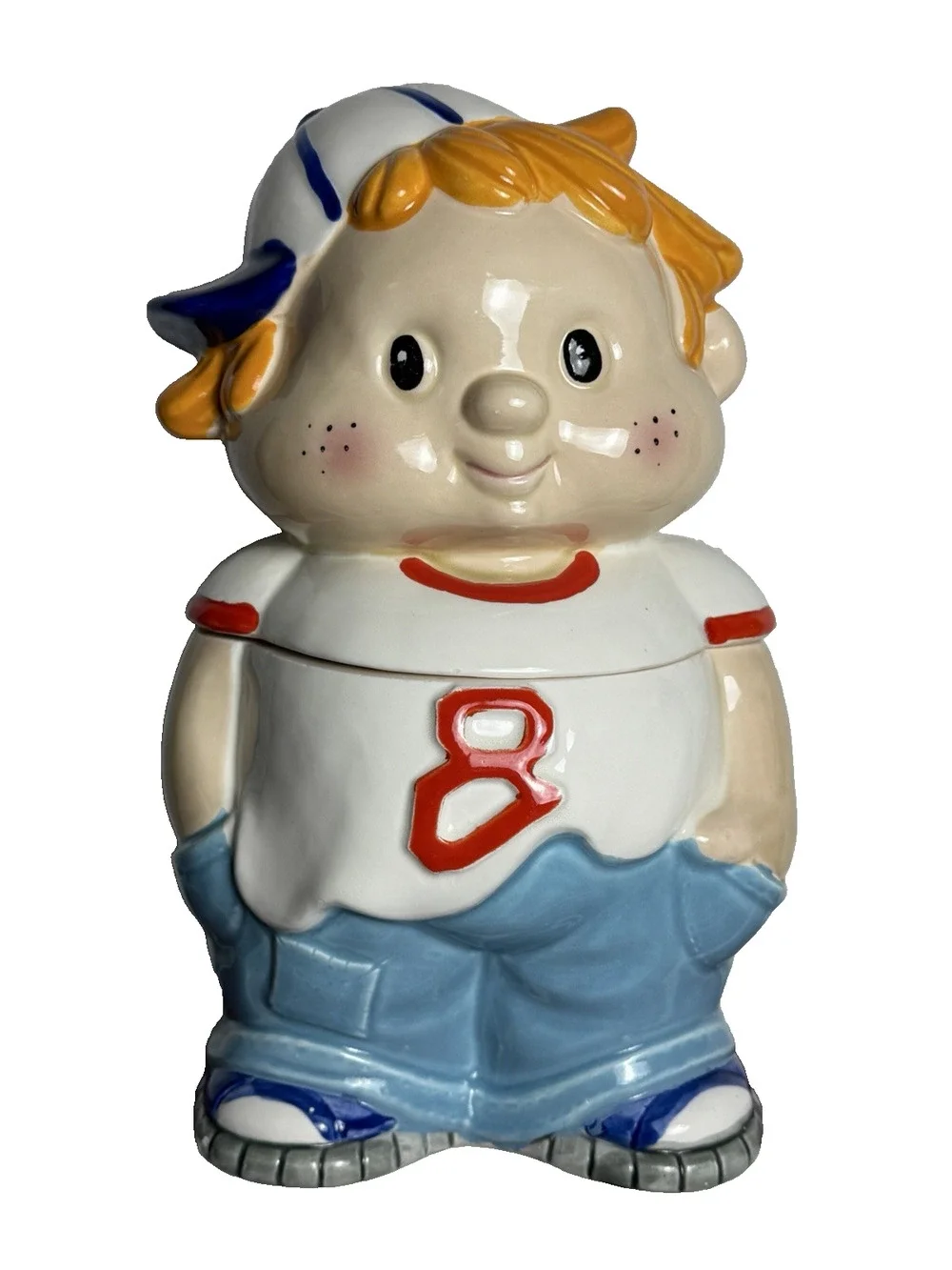 Vintage Baseball Boy Cookie Jar Made in Japan Ceramic